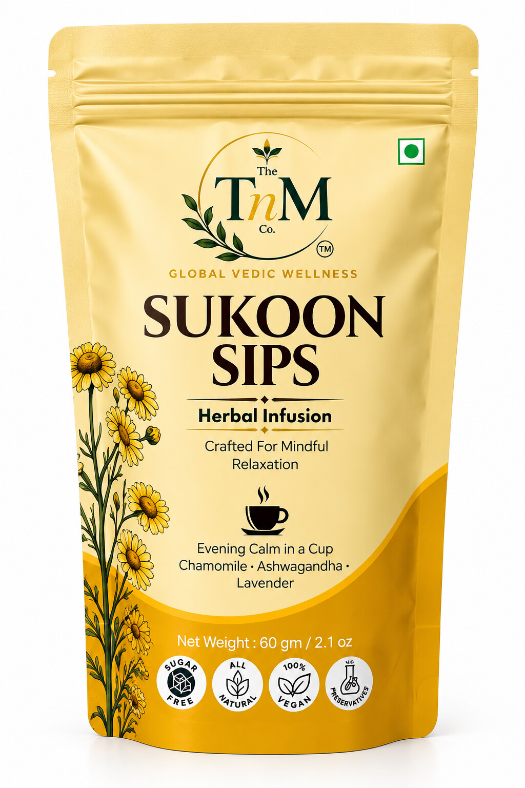 Sukoon Sips herbal infusion pouch by The TnM Co.